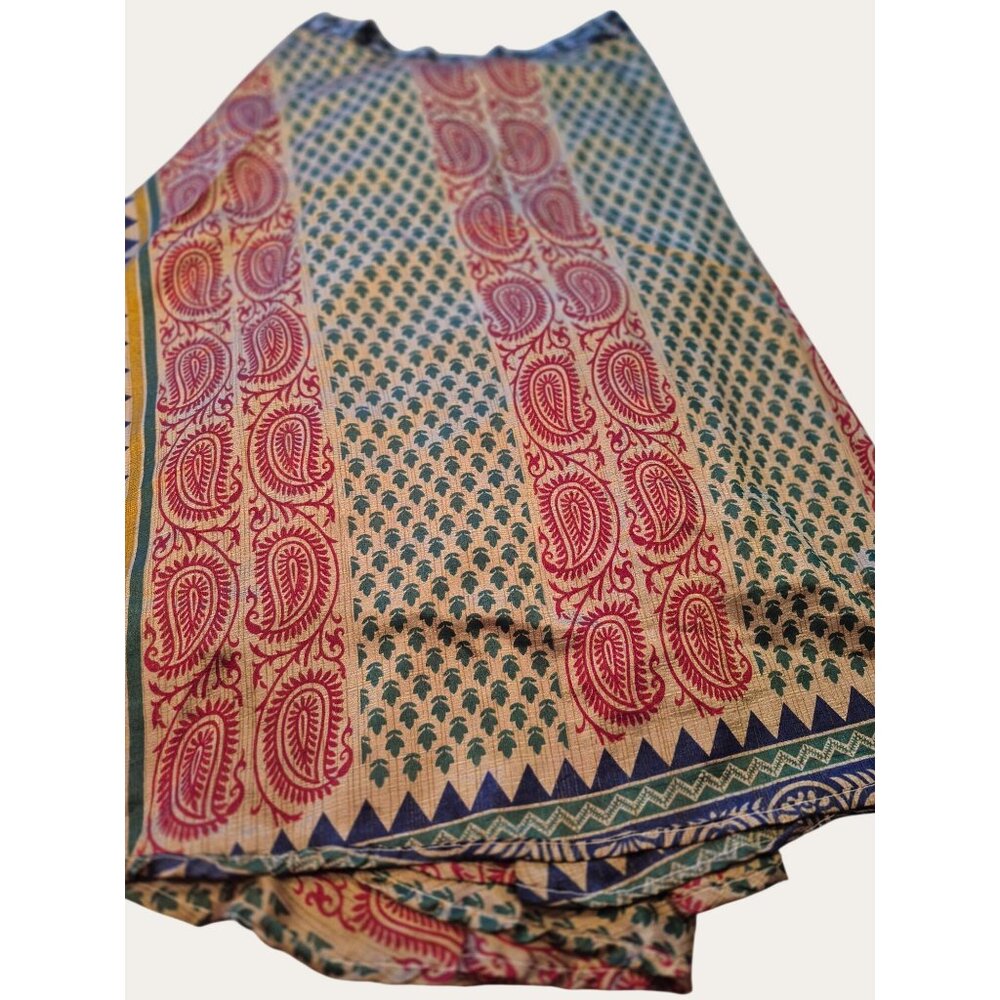 Reversible Boho Floral & Paisley Wrap Skirt Adjustable Tie Waist Multi-Color - Picture 9 of 12